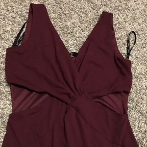 Burgundy slit cut dress